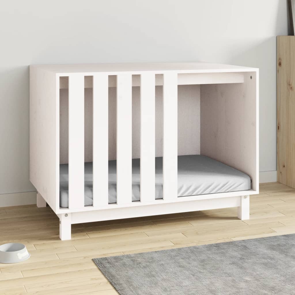 Caseta para perros madera maciza de pino blanco 90x60x67 cm