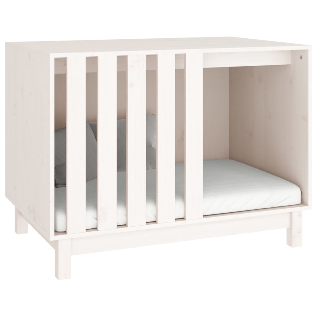 Caseta para perros madera maciza de pino blanco 90x60x67 cm