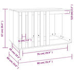 Caseta para perros madera maciza de pino blanco 90x60x67 cm