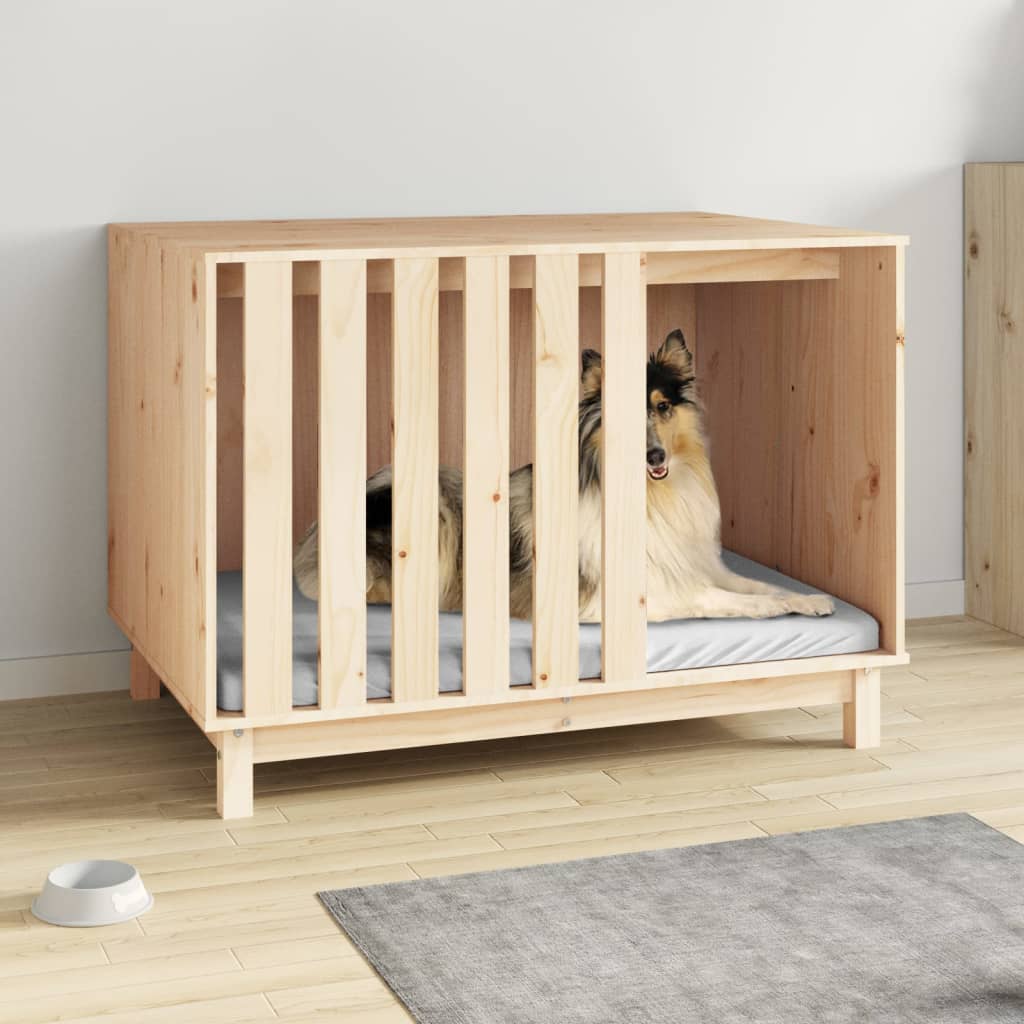 Cama para perros madera maciza pino marrón miel 50x40x52 cm