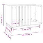 Cama para perros madera maciza de pino blanco 100x70x72 cm