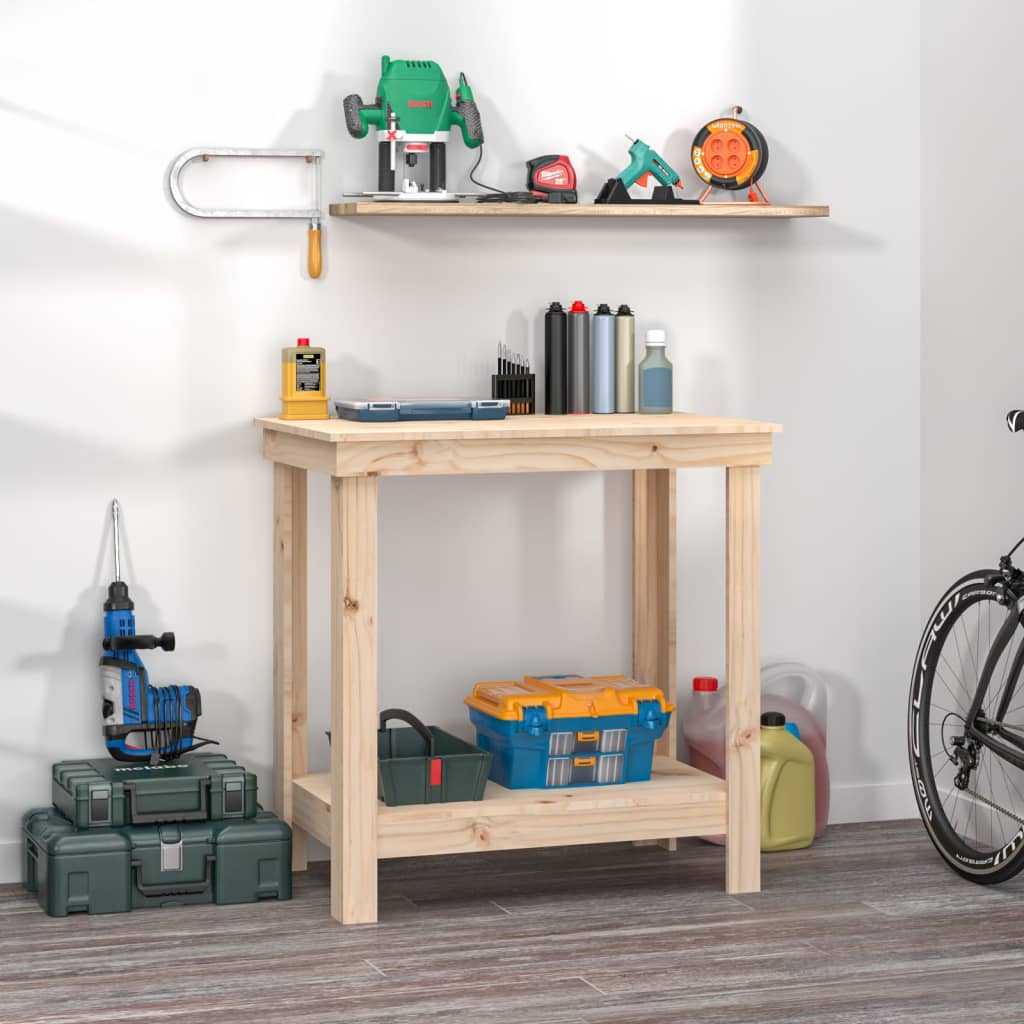 Banco de trabajo de madera maciza de pino 110,5x50x80 cm