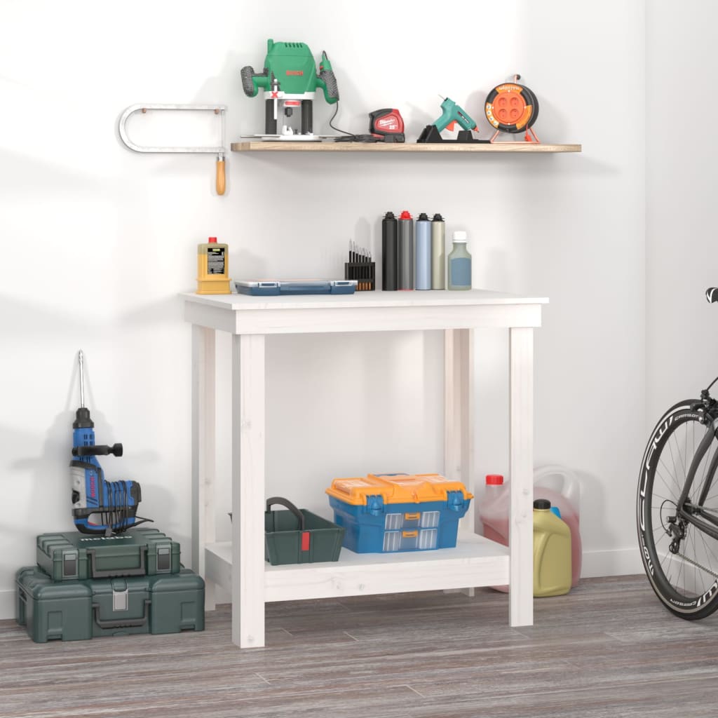 Banco de trabajo de madera maciza de pino 110,5x50x80 cm