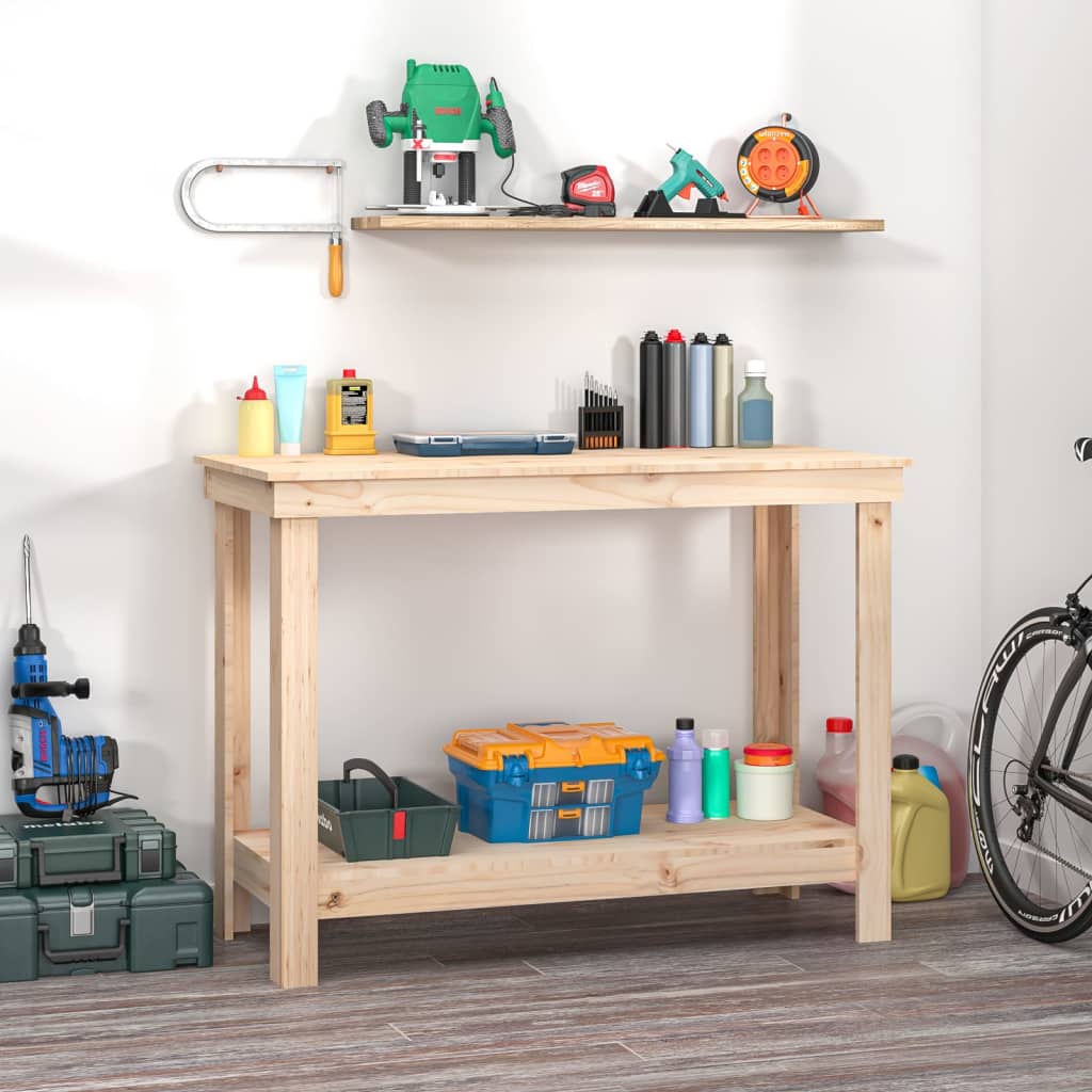 Banco de trabajo de madera maciza de pino 110,5x50x80 cm