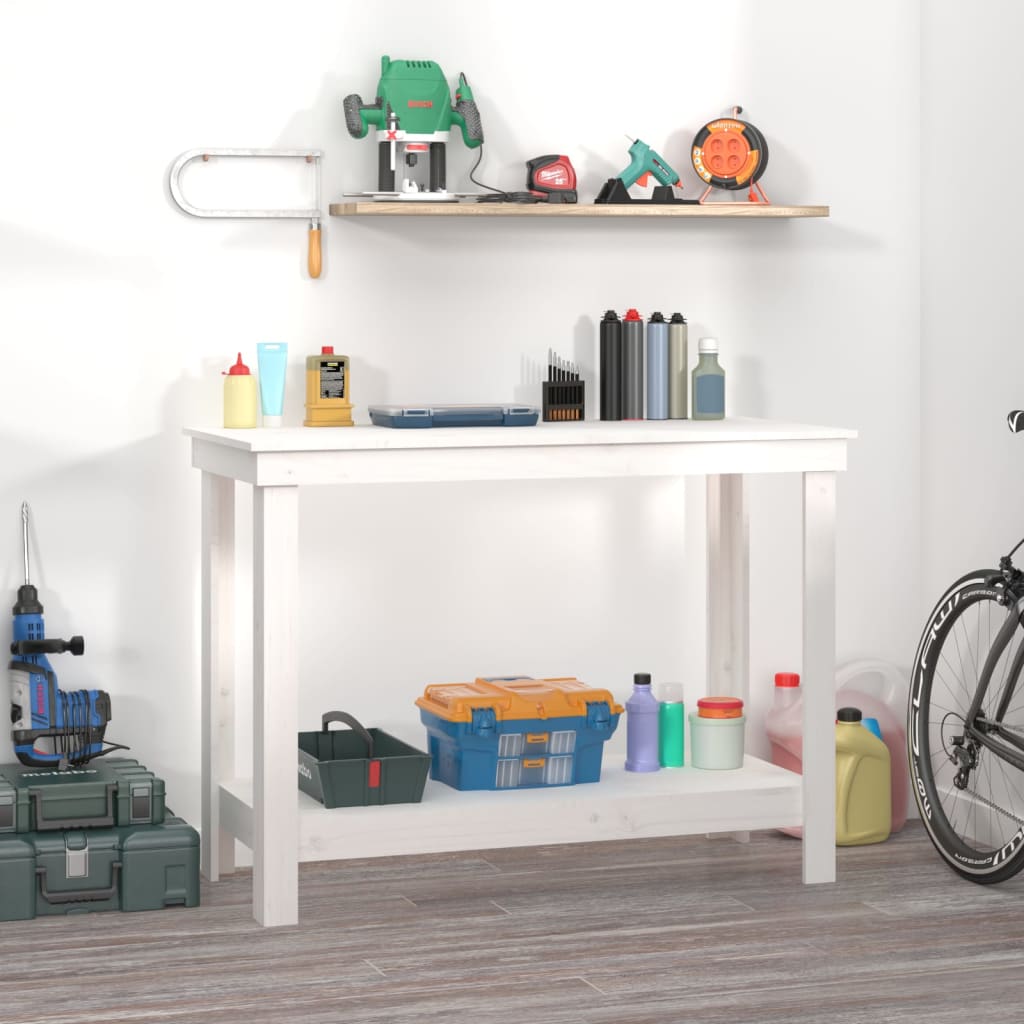 Banco de trabajo de madera maciza de pino 110,5x50x80 cm