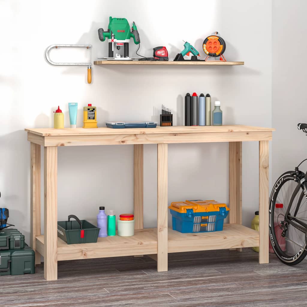 Banco de trabajo de madera maciza de pino 110,5x50x80 cm