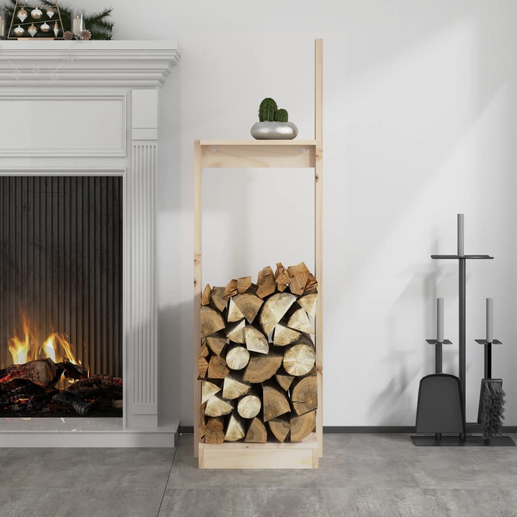 Soporte para leña madera maciza de pino 33,5x30x110 cm
