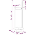 Soporte para leña madera maciza de pino 33,5x30x110 cm