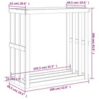 Soporte para leña de exterior madera maciza pino 108x52x106 cm