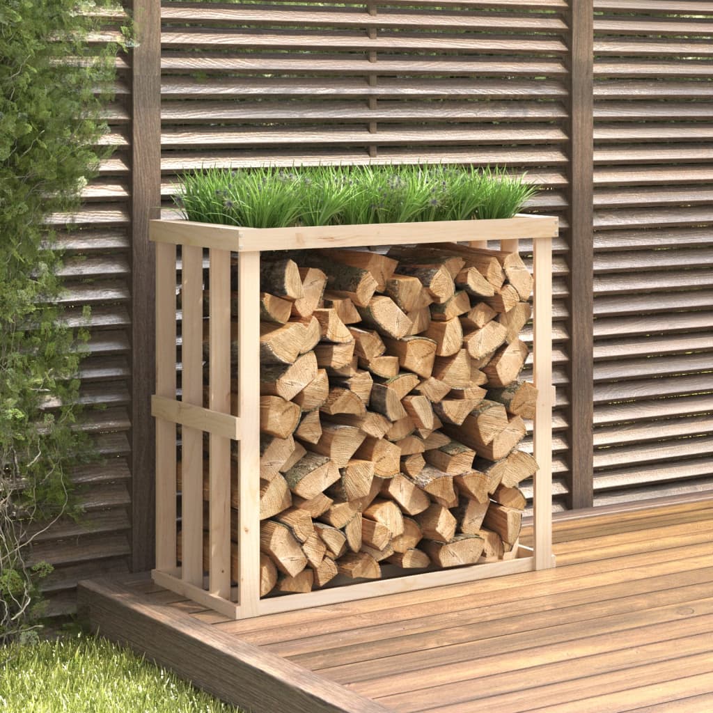 Outdoor firewood rack solid pine 108x52x106 cm
