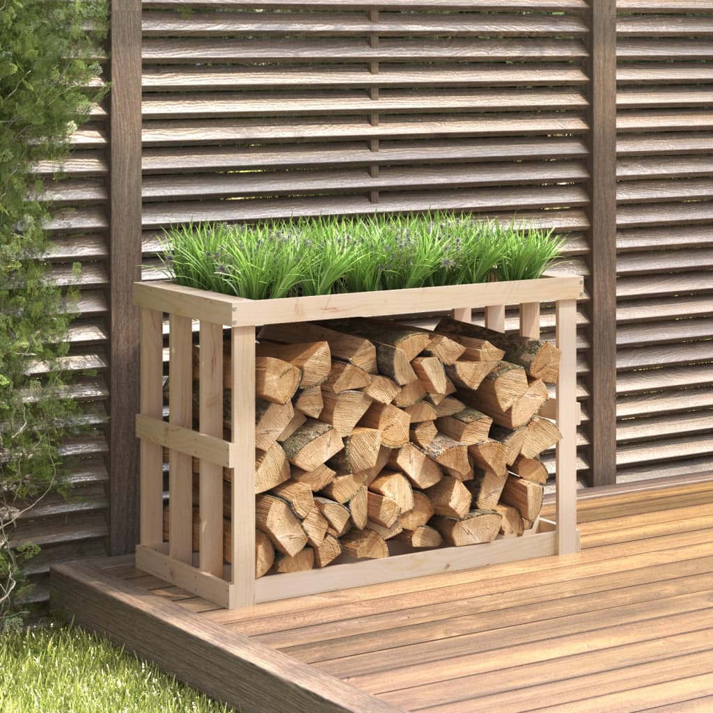 Soporte para leña de exterior madera maciza pino 108x52x106 cm