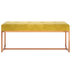 Banco de terciopelo amarillo mostaza 110x36x45 cm
