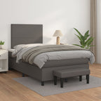Cama box spring con colchón cuero sintético blanco 100x200 cm