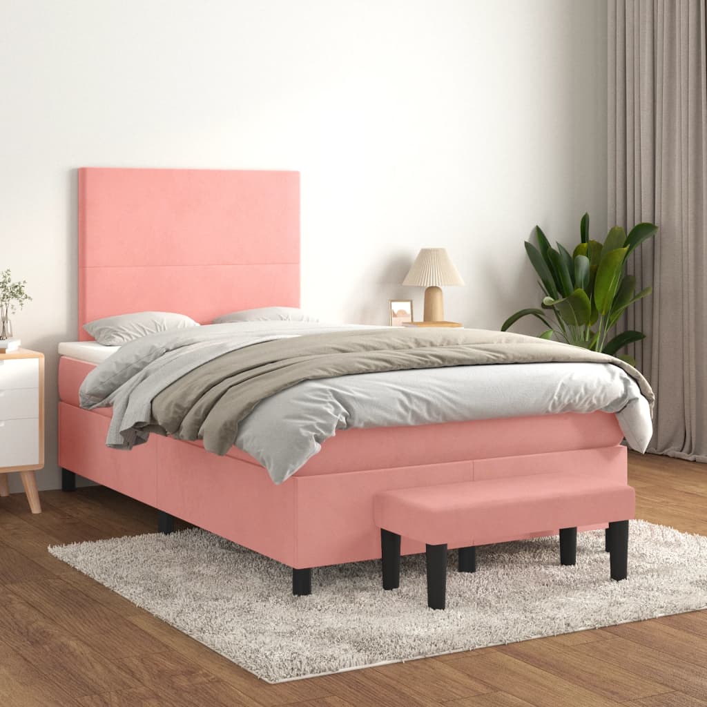 Cama box spring con colchón cuero sintético blanco 100x200 cm