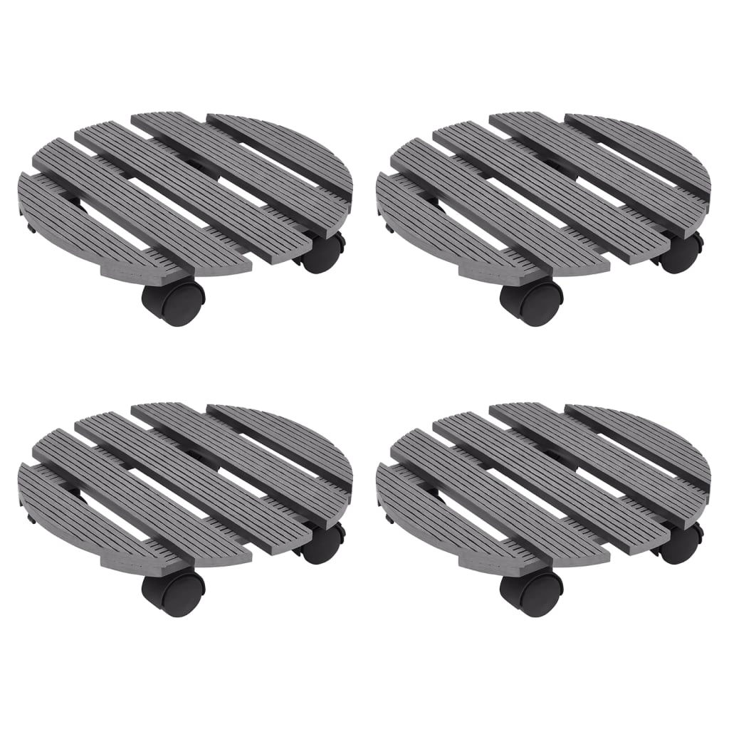 Soportes con ruedas para plantas 4 uds gris WPC 30x30x7,5 cm