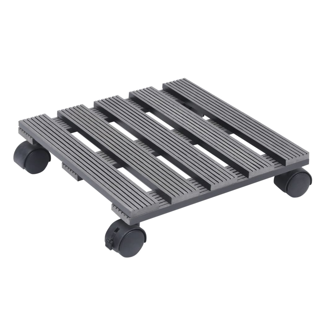 Soportes con ruedas para plantas 4 uds gris WPC 30x30x7,5 cm
