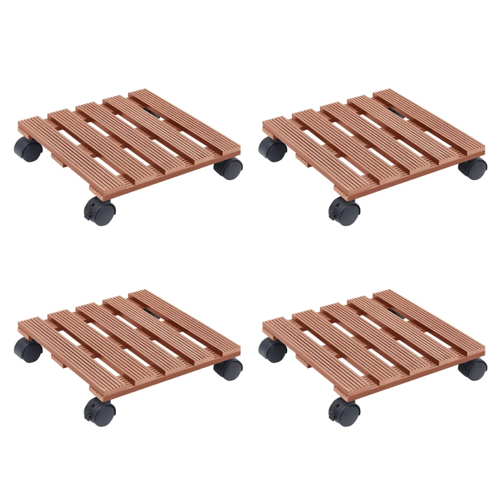 Soportes con ruedas para plantas 4 uds gris WPC 30x30x7,5 cm
