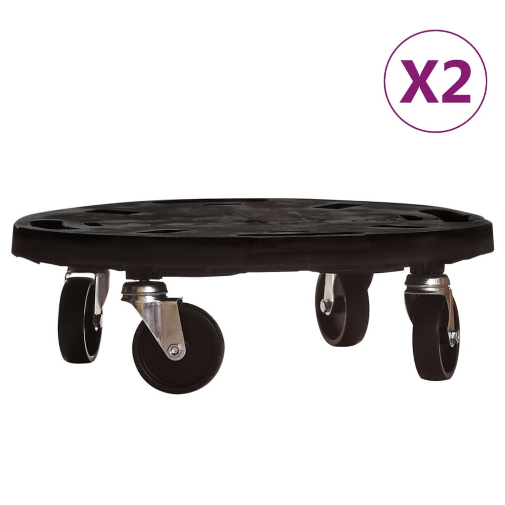 Soporte con ruedas para plantas 2 uds negro diámetro 40cm 275kg