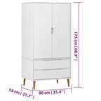 Armario MOLDE madera maciza de pino blanco 90x55x175 cm