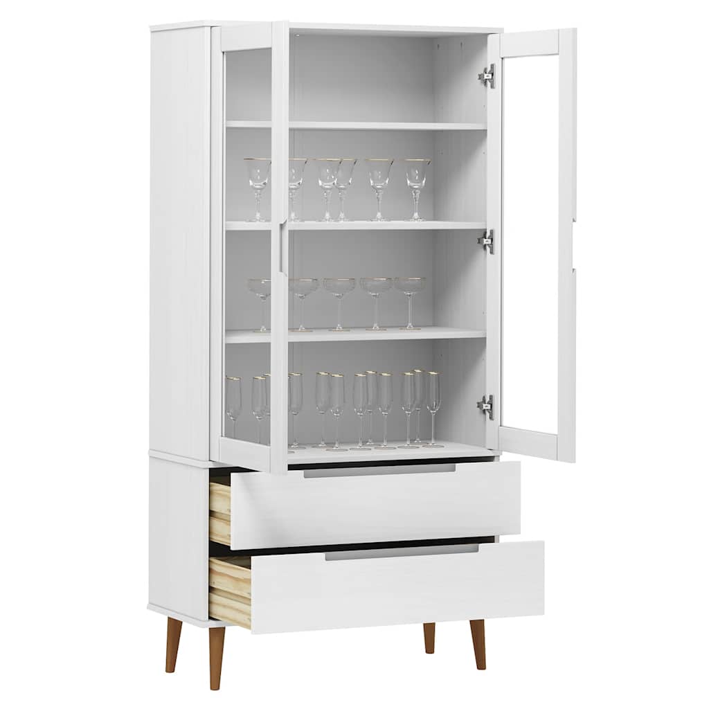 Mueble vitrina MOLDE madera maciza de pino blanco 90x35x175 cm