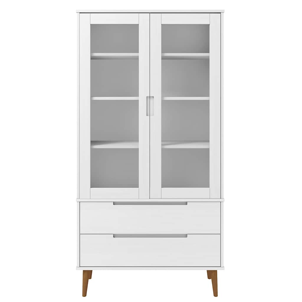 Mueble vitrina MOLDE madera maciza de pino blanco 90x35x175 cm