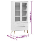 Mueble vitrina MOLDE madera maciza de pino blanco 90x35x175 cm