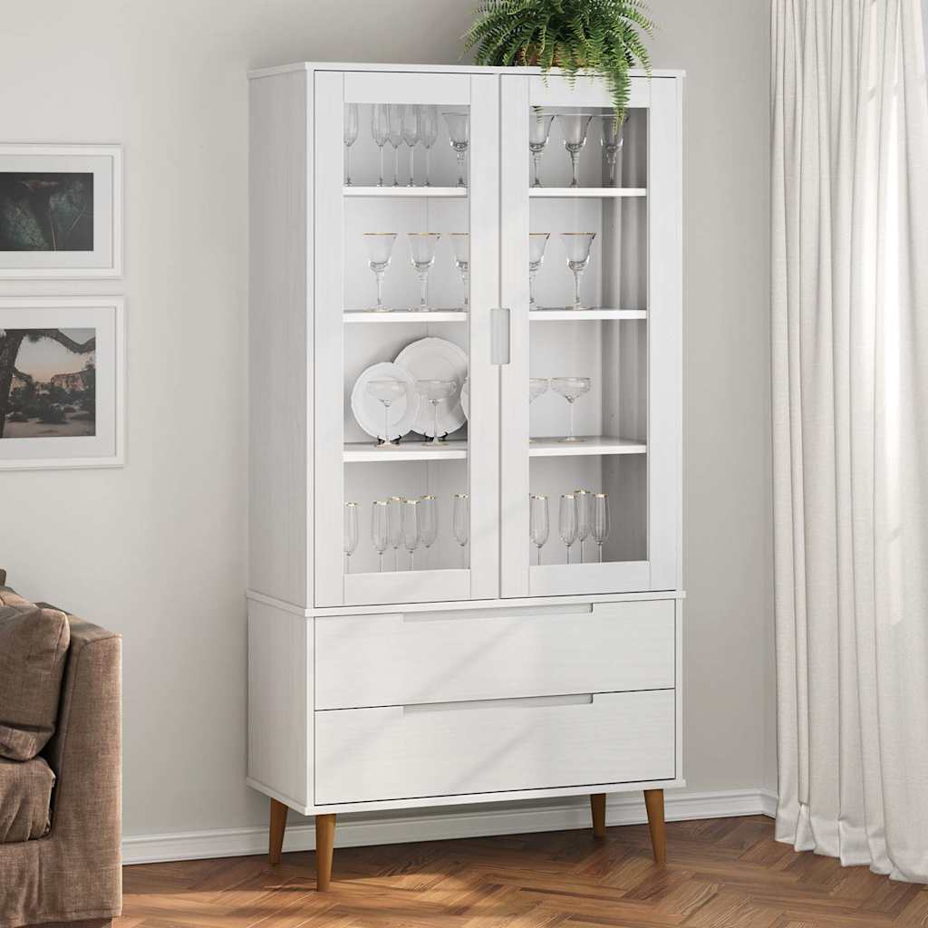 Mueble vitrina MOLDE madera maciza de pino blanco 90x35x175 cm