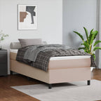 Cama box spring con colchón cuero sintético blanco 120x190 cm