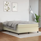 Cama box spring con colchón cuero sintético blanco 120x190 cm