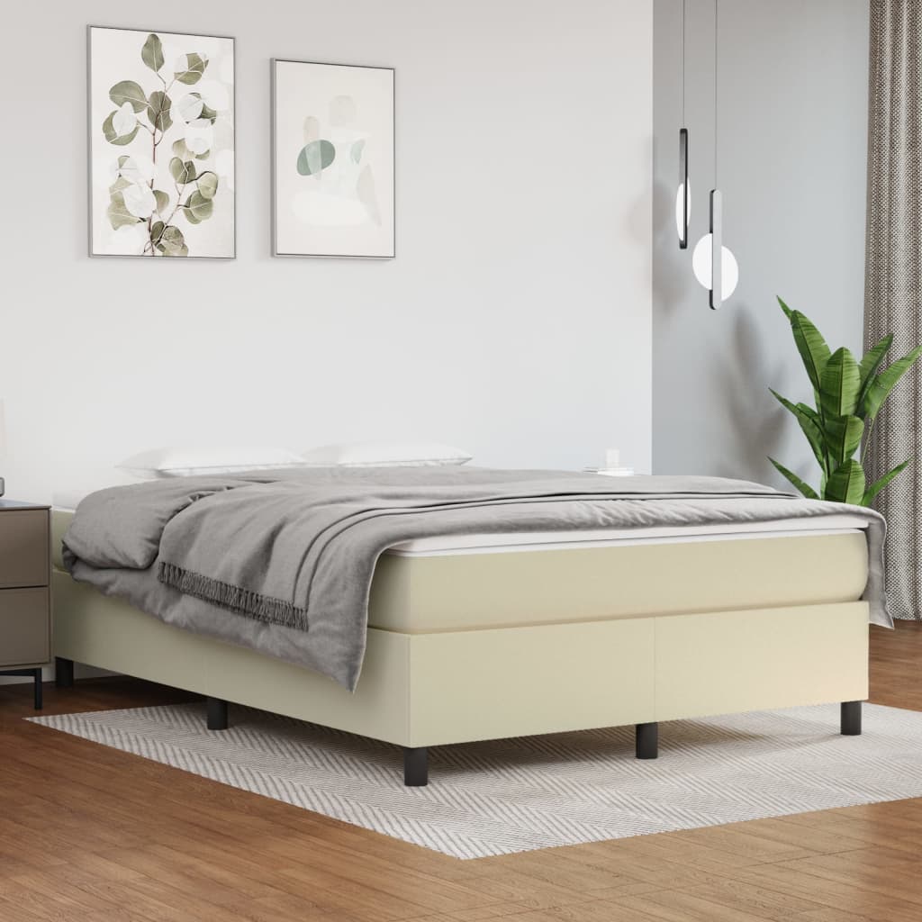 Cama box spring con colchón cuero sintético blanco 120x190 cm