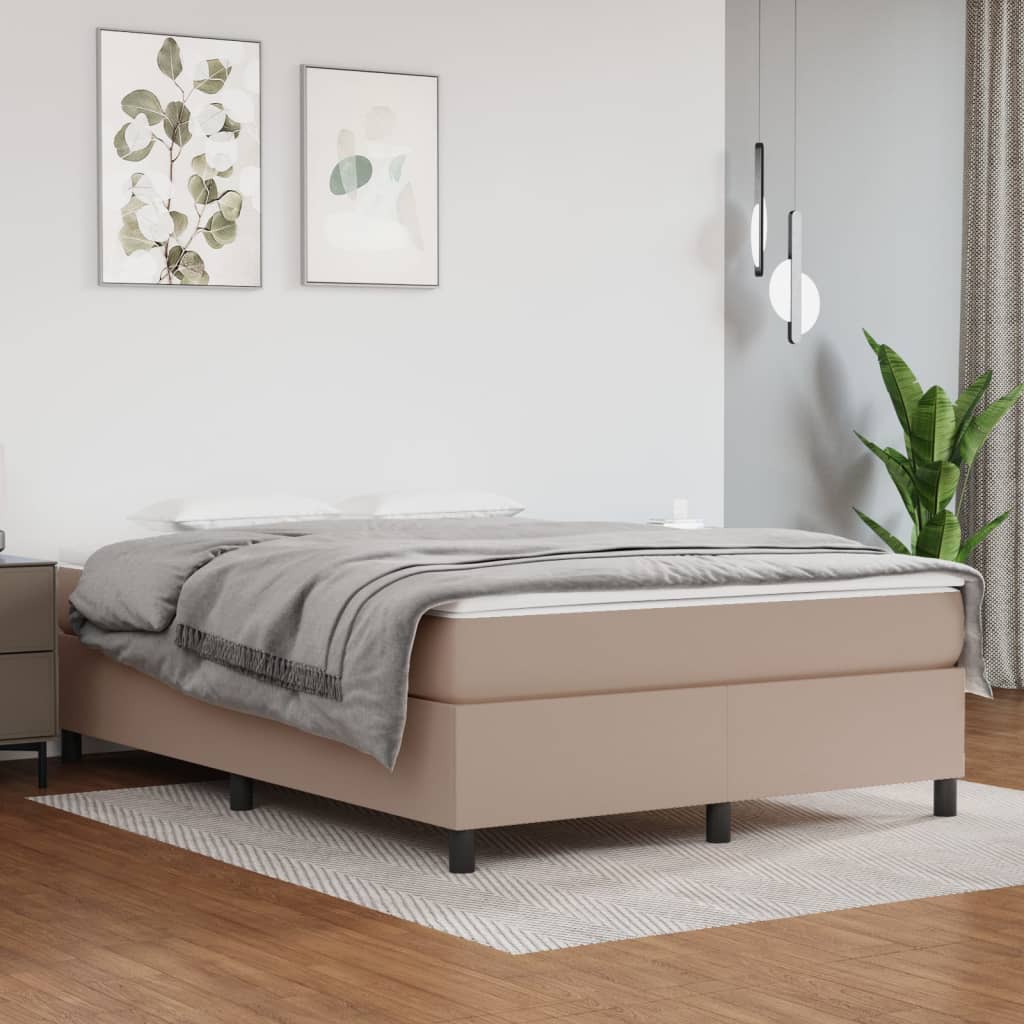 Cama box spring con colchón cuero sintético blanco 120x190 cm