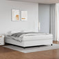 Cama box spring con colchón cuero sintético blanco 120x190 cm