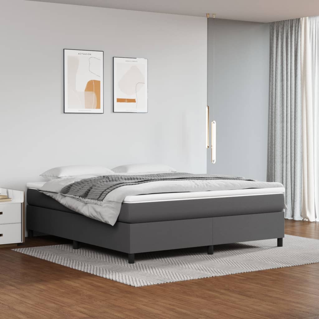 Cama box spring con colchón cuero sintético blanco 120x190 cm