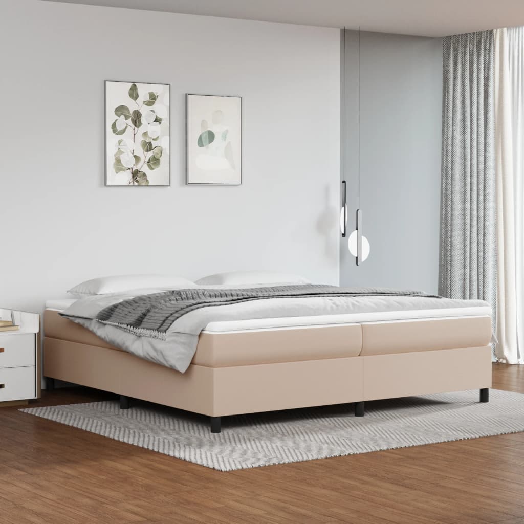 Cama box spring con colchón cuero sintético blanco 120x190 cm