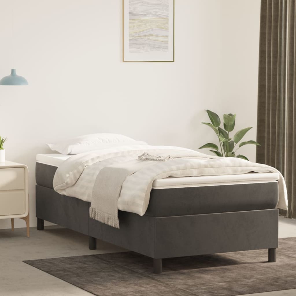 Cama box spring con colchón cuero sintético blanco 100x200 cm