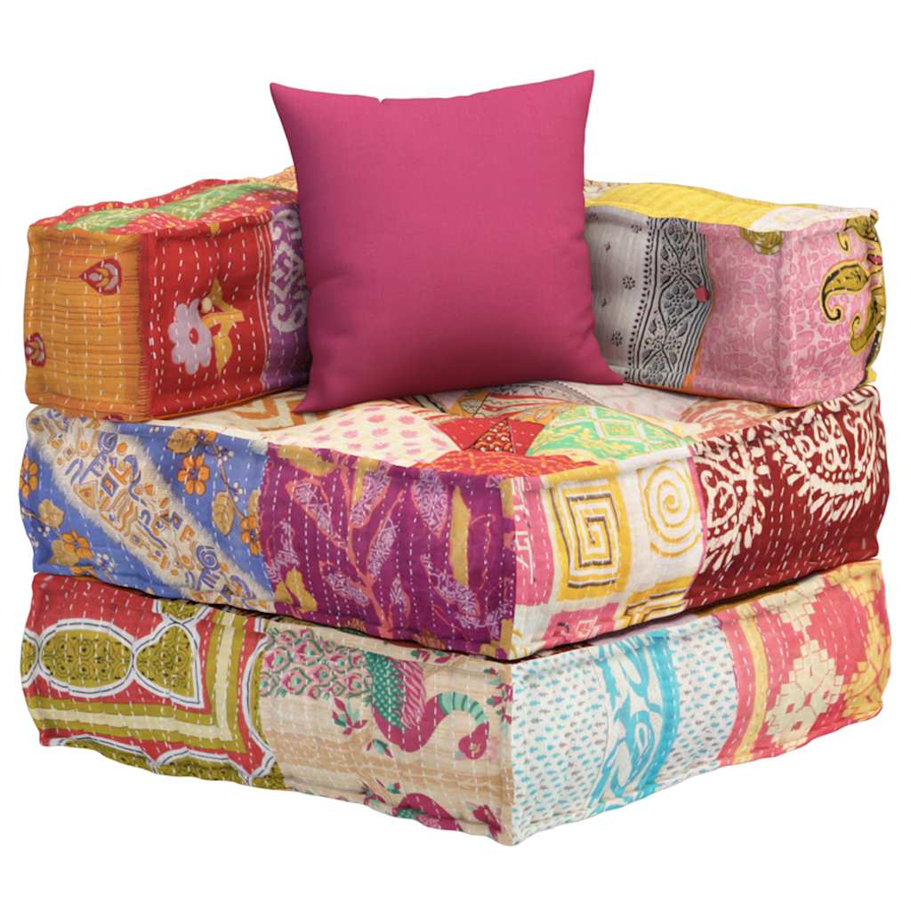 Puf modular con cojín de tela Patchwork