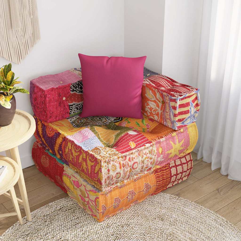 Puf modular con cojín de tela Patchwork