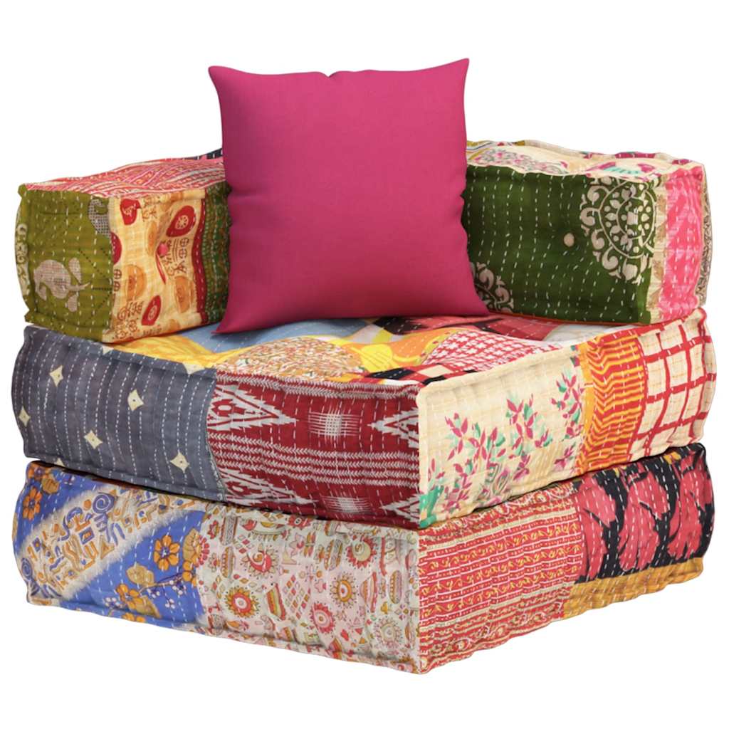 Puf modular con cojín de tela Patchwork