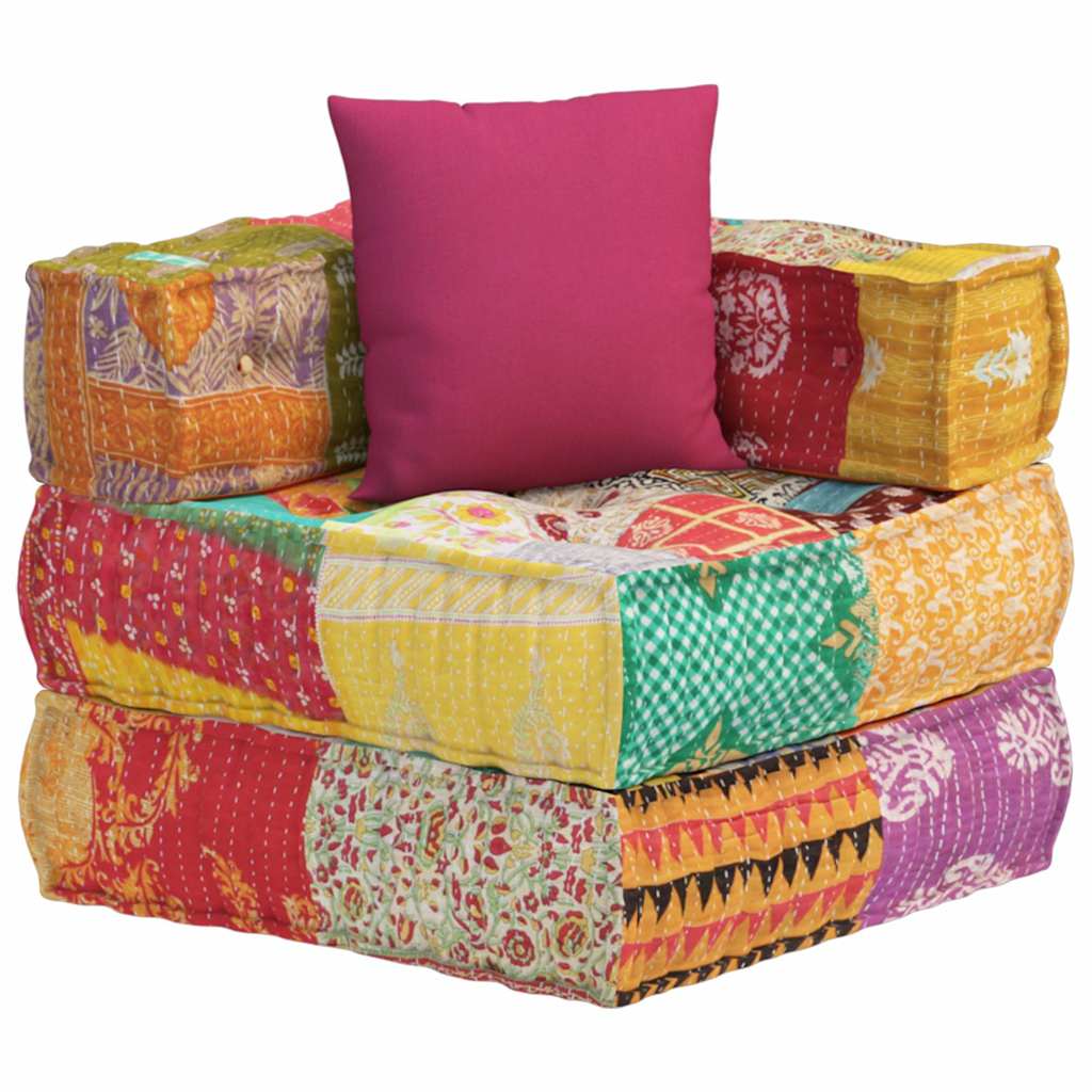 Puf modular con cojín de tela Patchwork