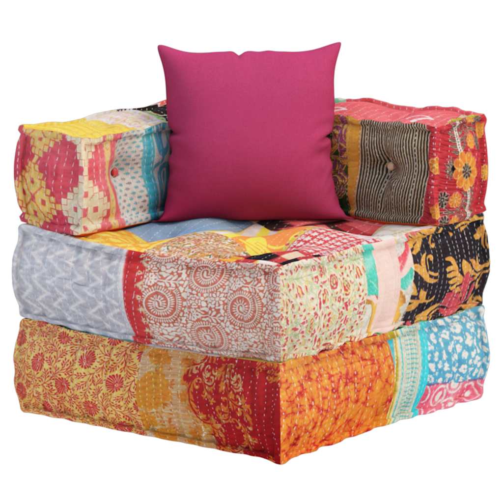 Puf modular con cojín de tela Patchwork