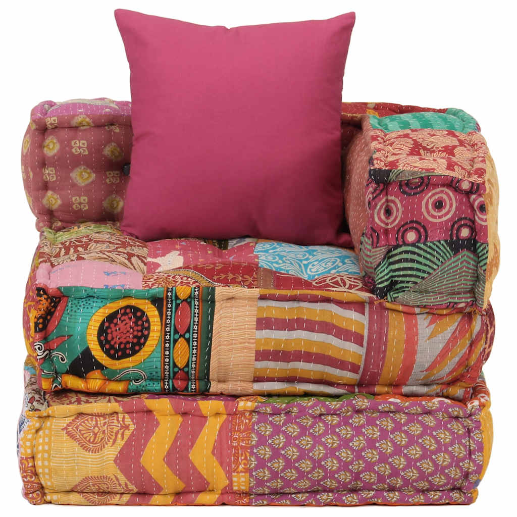 Puf modular con cojín de tela Patchwork