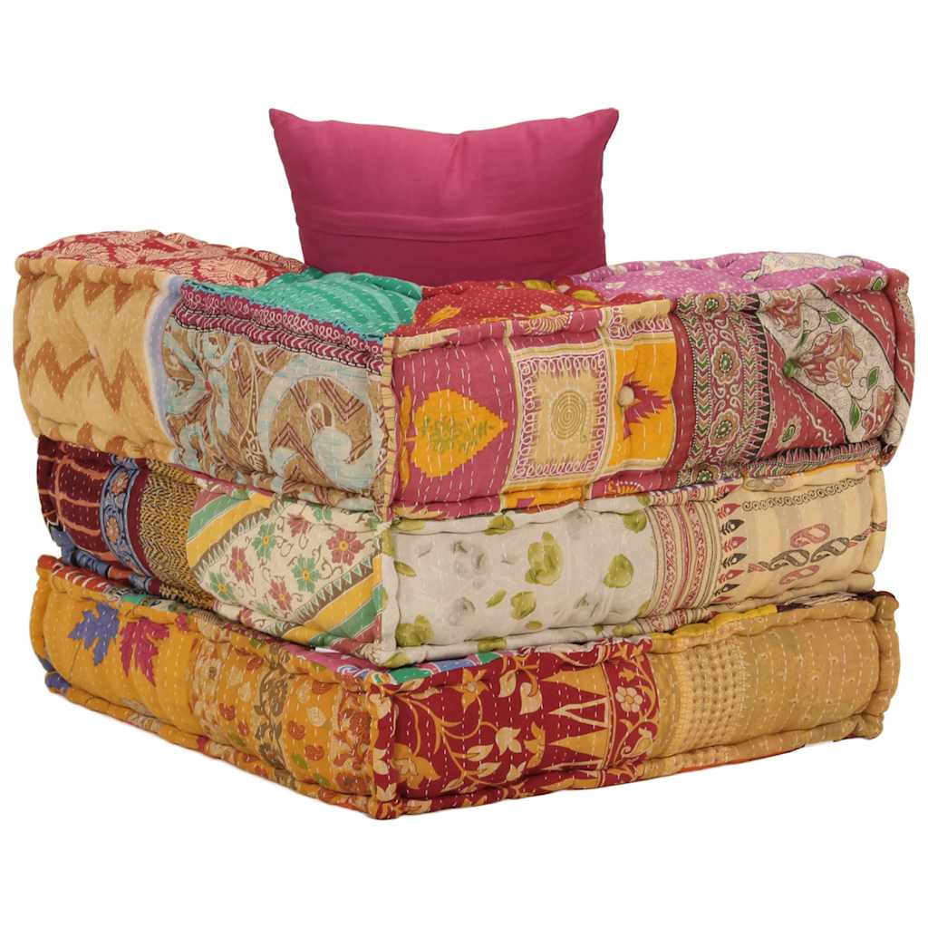 Puf modular con cojín de tela Patchwork