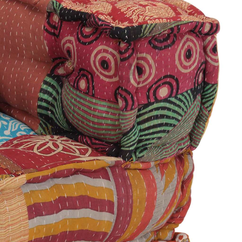 Puf modular con cojín de tela Patchwork