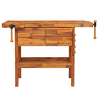 Banco de trabajo cajones y tornillos banco acacia 124x52x83 cm