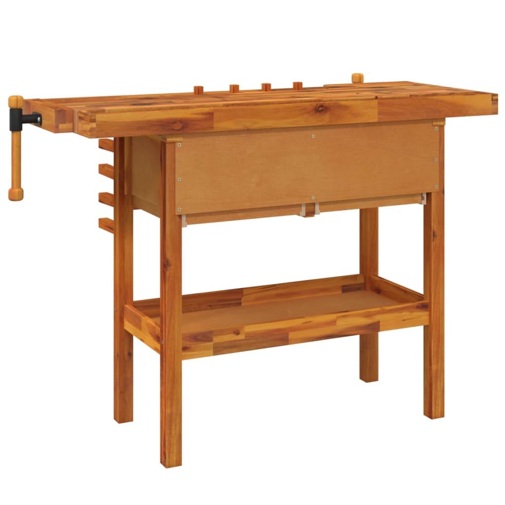 Banco de trabajo cajones y tornillos banco acacia 124x52x83 cm
