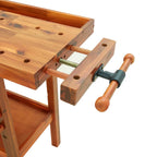 Banco de trabajo cajones y tornillos banco acacia 124x52x83 cm