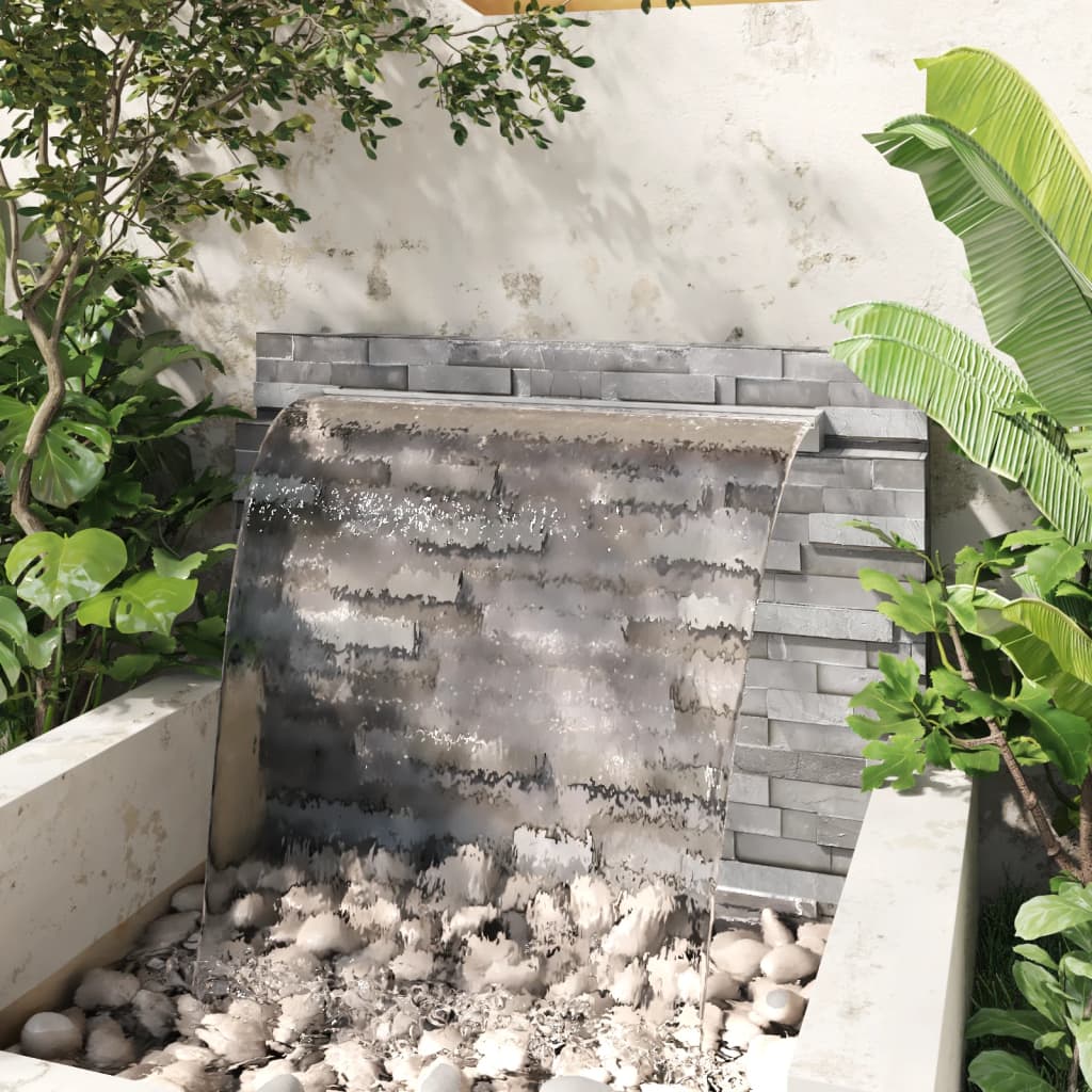 Fuente de piscina en cascada rectangular acero inoxidable 110cm