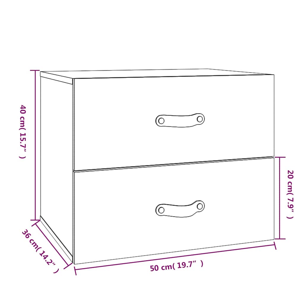 Mesitas de noche de pared 2 uds 50x36x40 cm