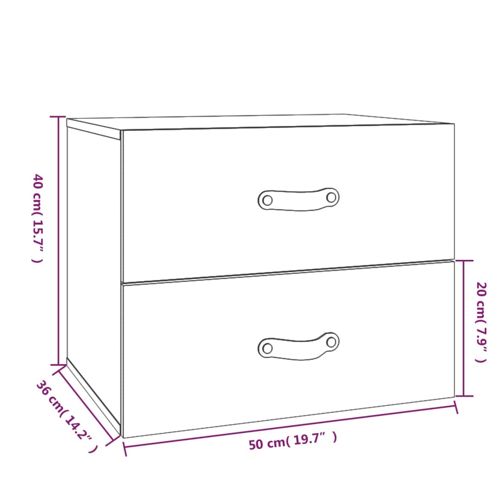Mesitas de noche de pared 2 uds gris 50x36x40 cm