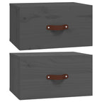 Mesita de noche de pared 2 uds gris 40x29,5x22 cm